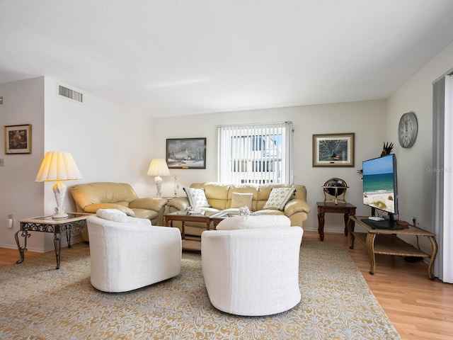 living room with hardwood / wood-style floors