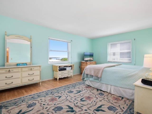 bedroom with light hardwood / wood-style flooring