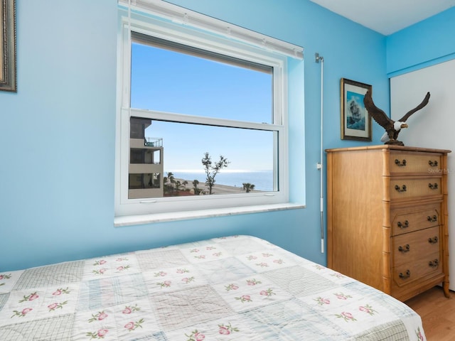 bedroom with hardwood / wood-style floors