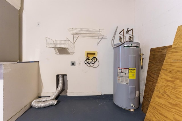 utility room with water heater