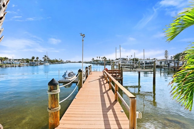 view of dock featuring a water view