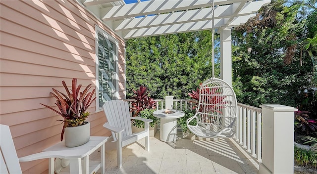 view of patio featuring a pergola