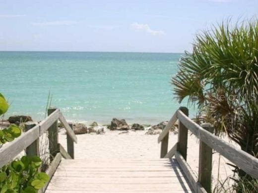 view of water feature featuring a beach view