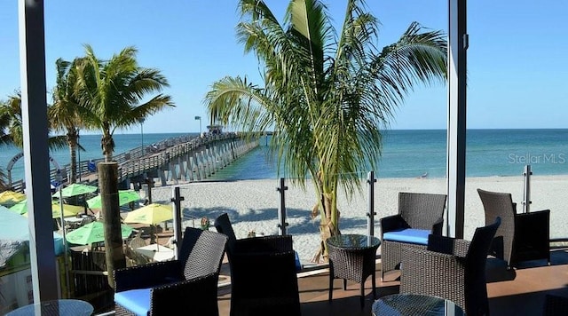 view of water feature featuring a view of the beach