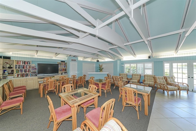 interior space with vaulted ceiling