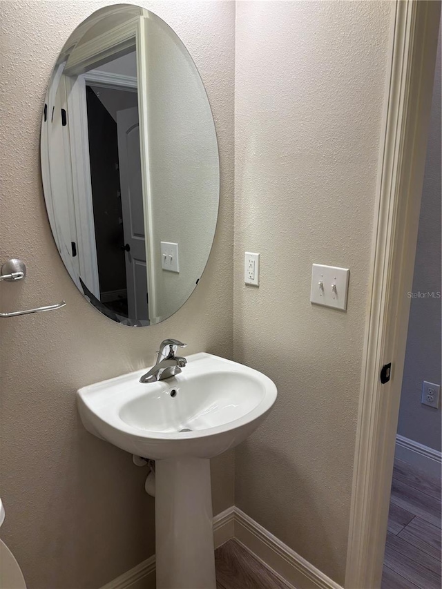 bathroom featuring hardwood / wood-style flooring