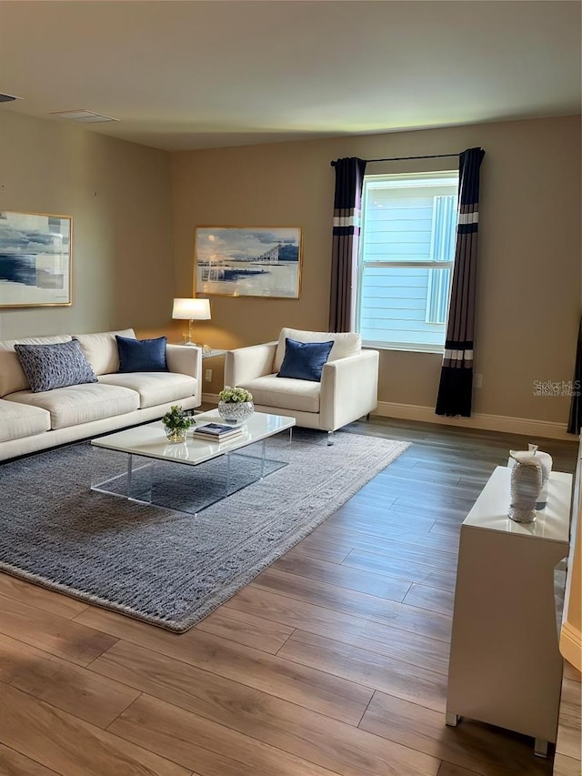 living room featuring hardwood / wood-style flooring