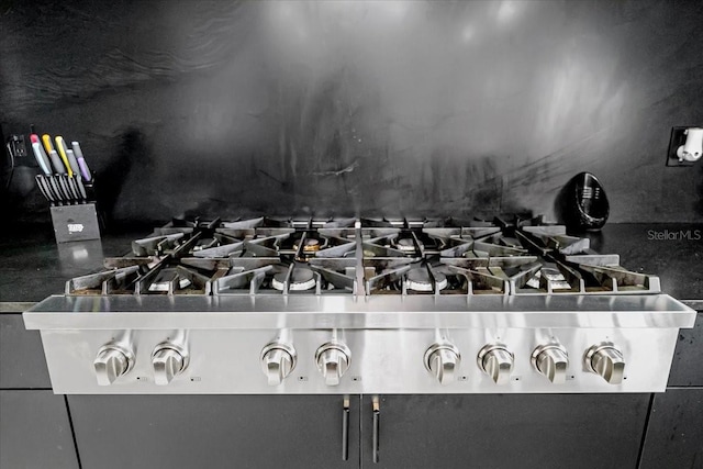 interior details featuring stainless steel gas stovetop