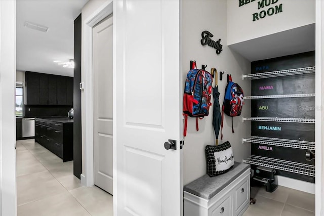 mudroom featuring light tile patterned floors