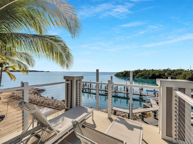 dock area featuring a water view