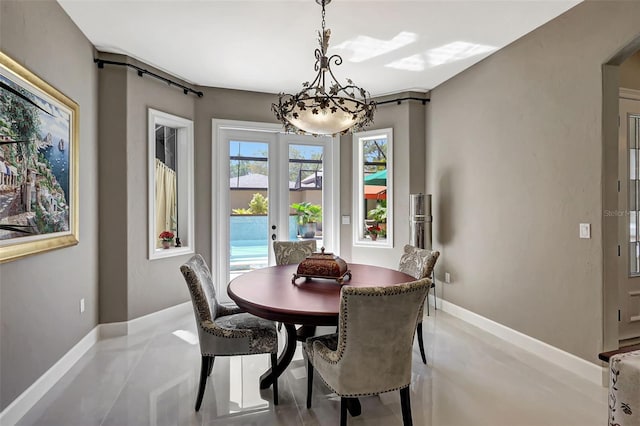 dining room featuring french doors