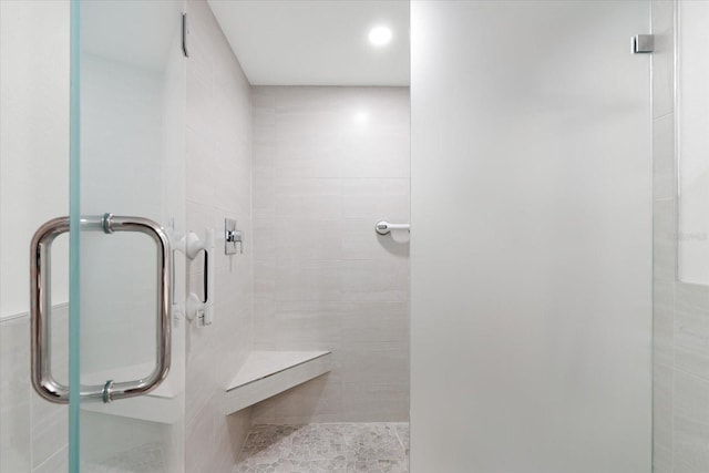 bathroom featuring walk in shower