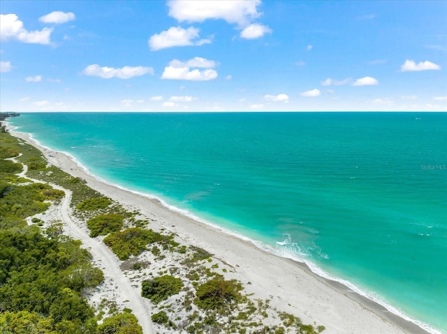 property view of water with a beach view