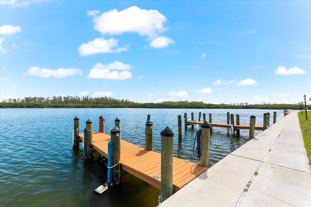 view of dock featuring a water view