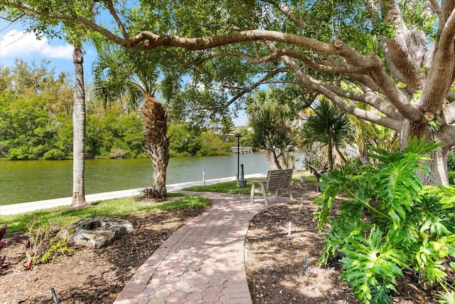 view of community featuring a water view