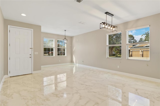 view of unfurnished dining area