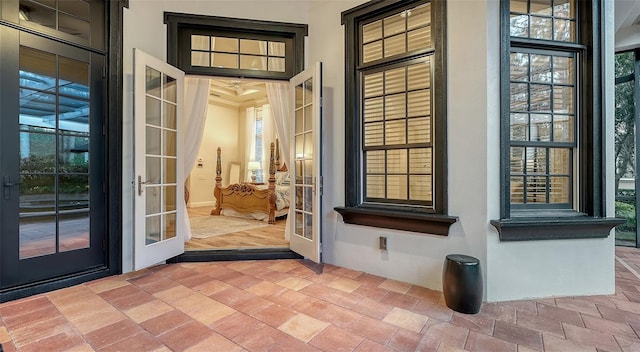 doorway with french doors