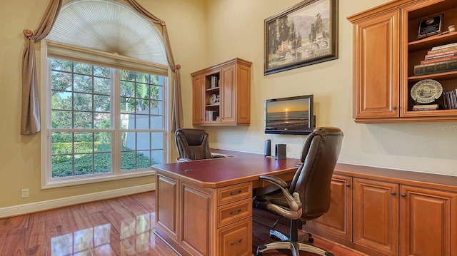 office with light hardwood / wood-style floors