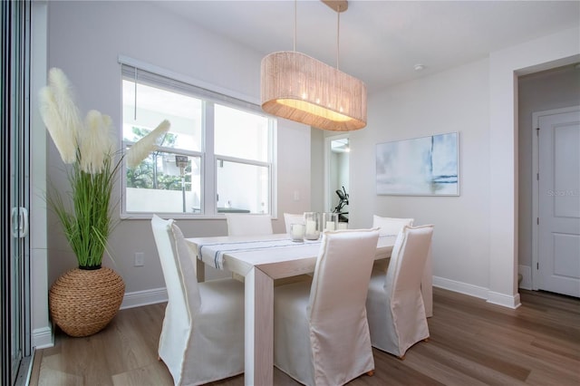 dining space featuring hardwood / wood-style flooring