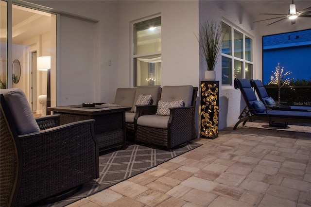 view of patio / terrace featuring outdoor lounge area and ceiling fan