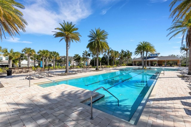 pool with a patio area