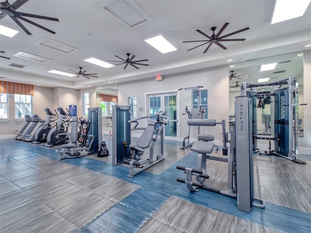 workout area with visible vents and baseboards