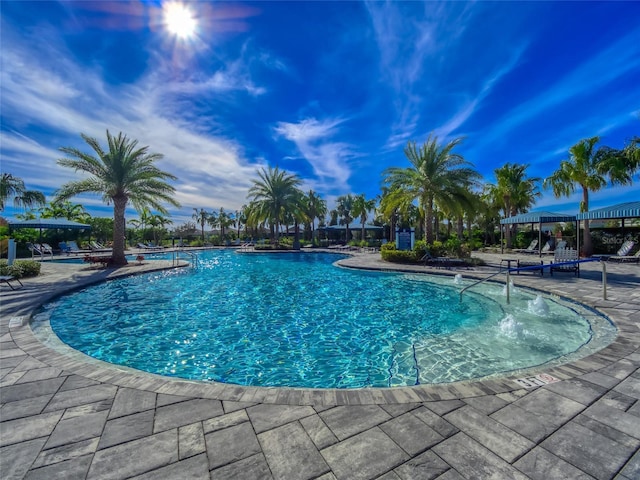 pool featuring a patio area