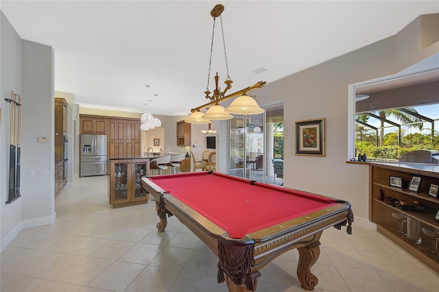 playroom with light tile patterned flooring and billiards