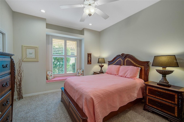 bedroom with carpet and ceiling fan