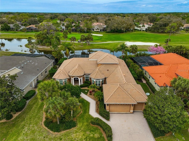 bird's eye view featuring a water view