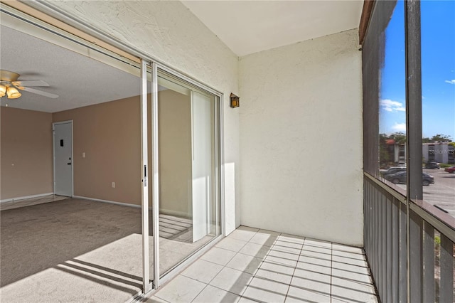 balcony with ceiling fan