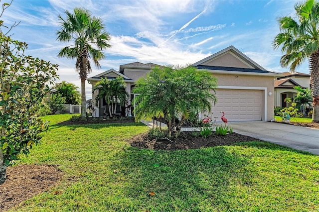 view of front of home featuring a garage and a front yard