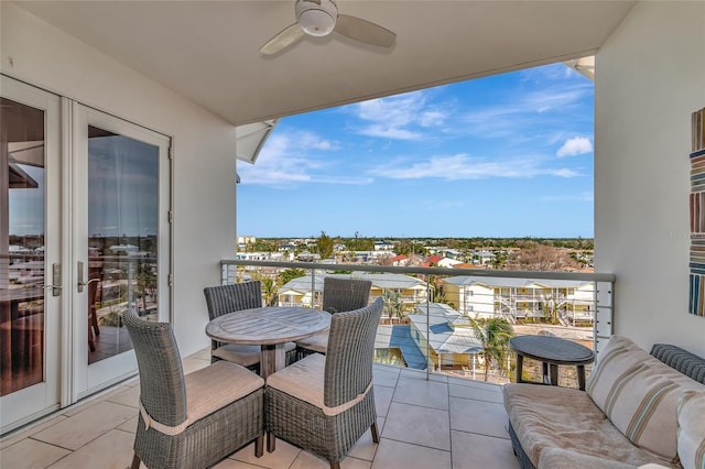 balcony with ceiling fan