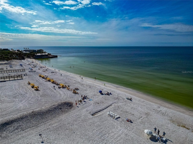 view of water feature featuring a beach view