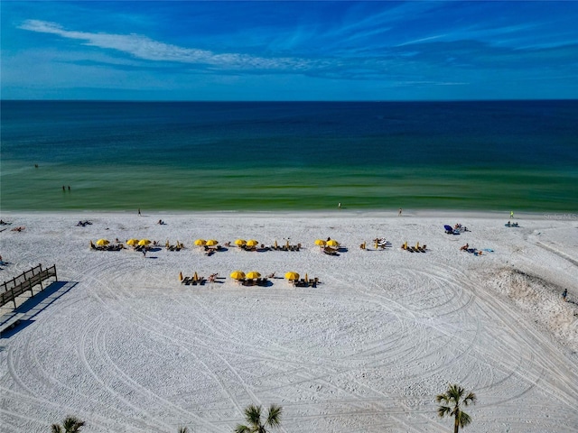 property view of water featuring a view of the beach