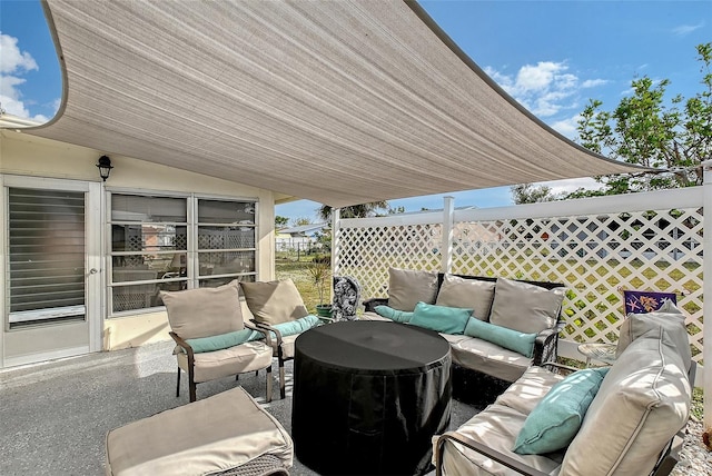 view of patio featuring an outdoor hangout area