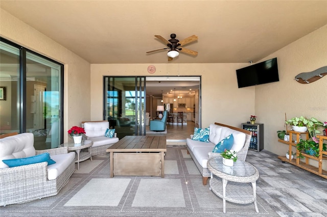 view of patio / terrace featuring outdoor lounge area and ceiling fan