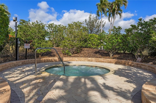 view of pool with a community hot tub and a patio