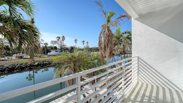 balcony with a water view