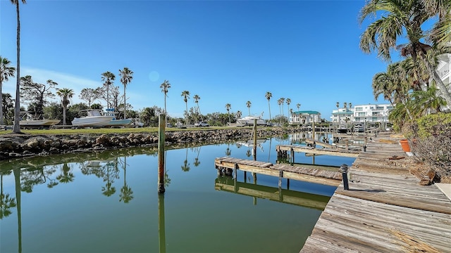 view of dock featuring a water view