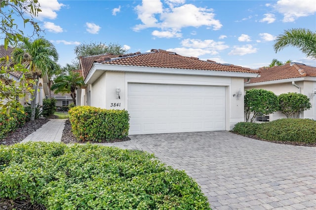 exterior space with a garage