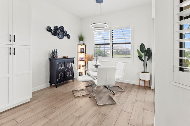 dining area with light hardwood / wood-style flooring