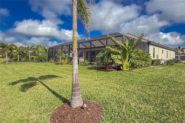 view of yard featuring a lanai