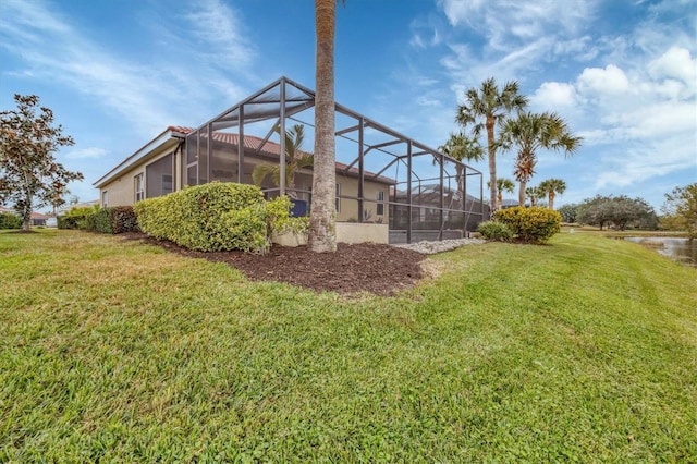 view of yard featuring a lanai