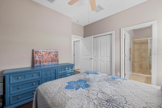 12606 Fontana Loop, Bradenton, FL 34211 - bedroom with a closet, ceiling fan, and ensuite bath