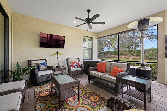 12606 Fontana Loop, Bradenton, FL 34211 - sunroom with ceiling fan and an outdoor hangout area