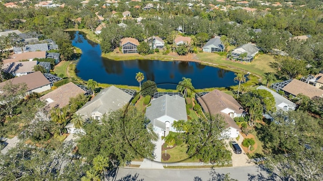 bird's eye view featuring a water view