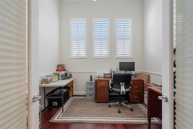 office featuring dark hardwood / wood-style floors