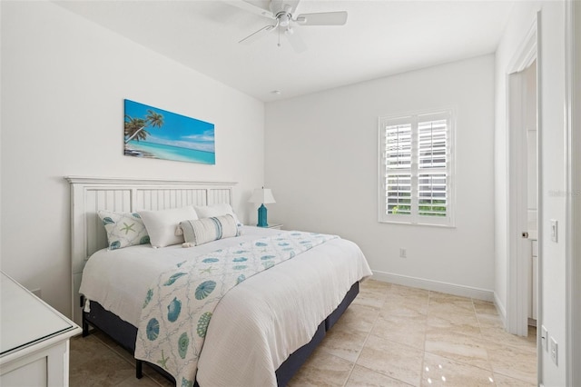 bedroom featuring ceiling fan