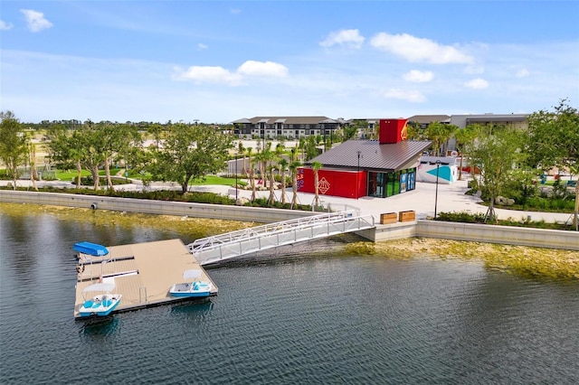 dock area featuring a water view